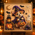 Framed Halloween Corgi - Pearls Painting Kit DIY Halloween Diamond Painting Pearl Dot Crafts 30x30CM
