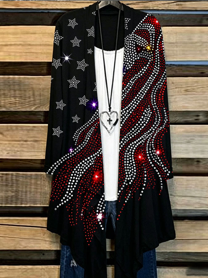 Women'S Independence Day Printed Casual Cardigan