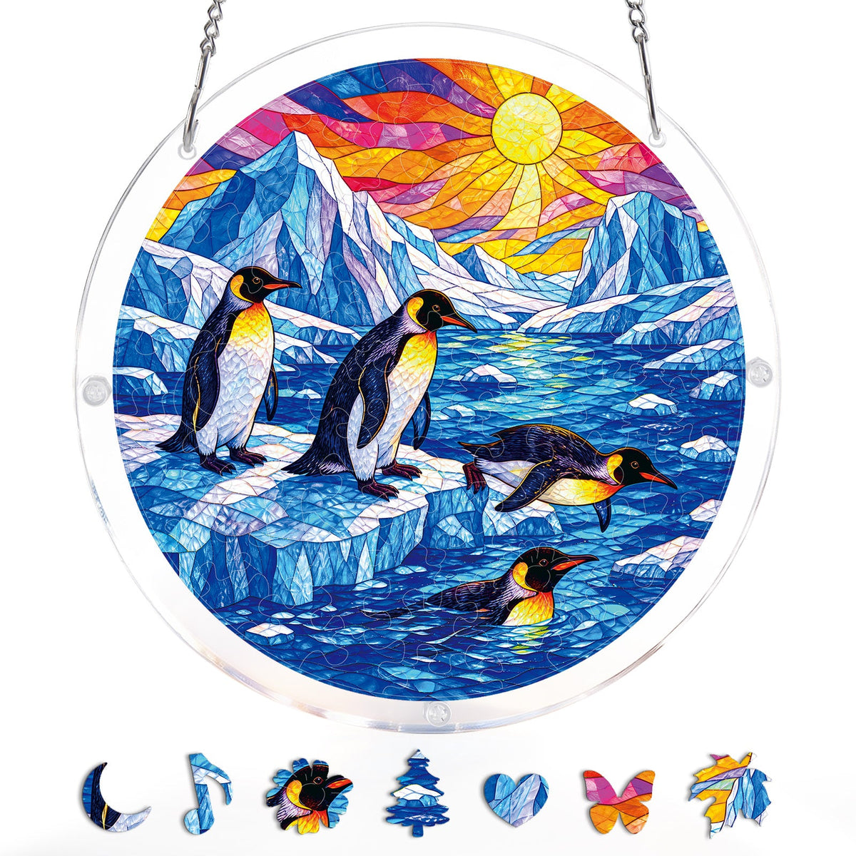 Penguins of the Glacier Light Suncatcher-Acrylic Window Art