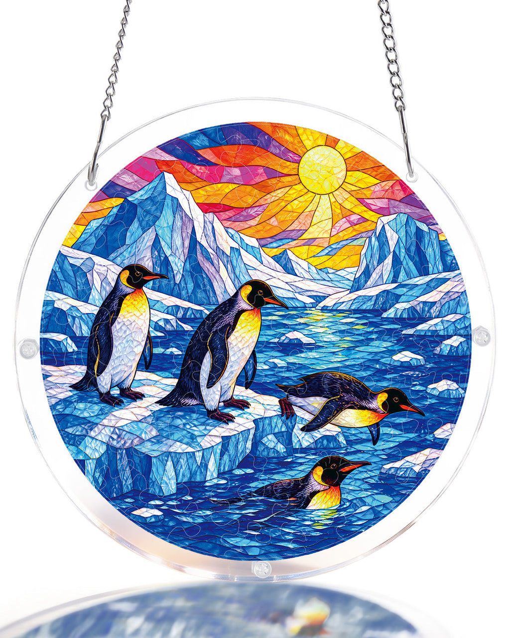 Penguins of the Glacier Light Suncatcher-Acrylic Window Art