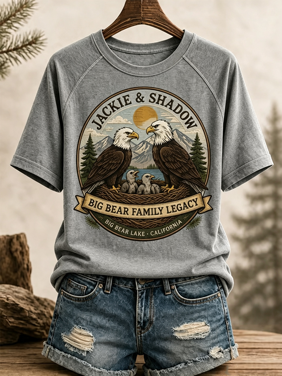 Women's Family Legacy Big Bear Lake California Wildlife Print T-shirt