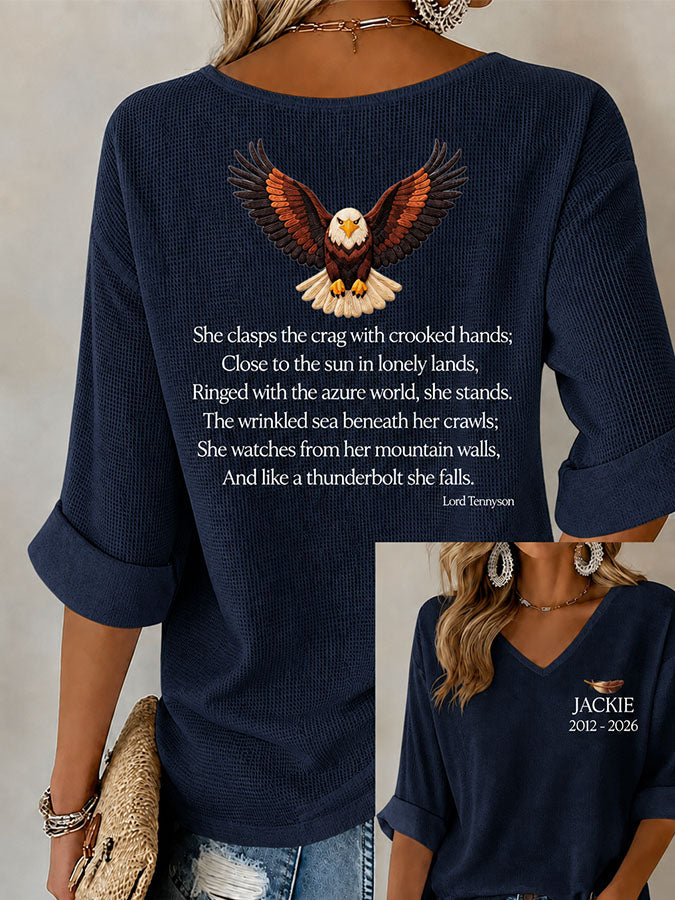 V-Neck Retro Forever Free Jackie Print T-Shirt