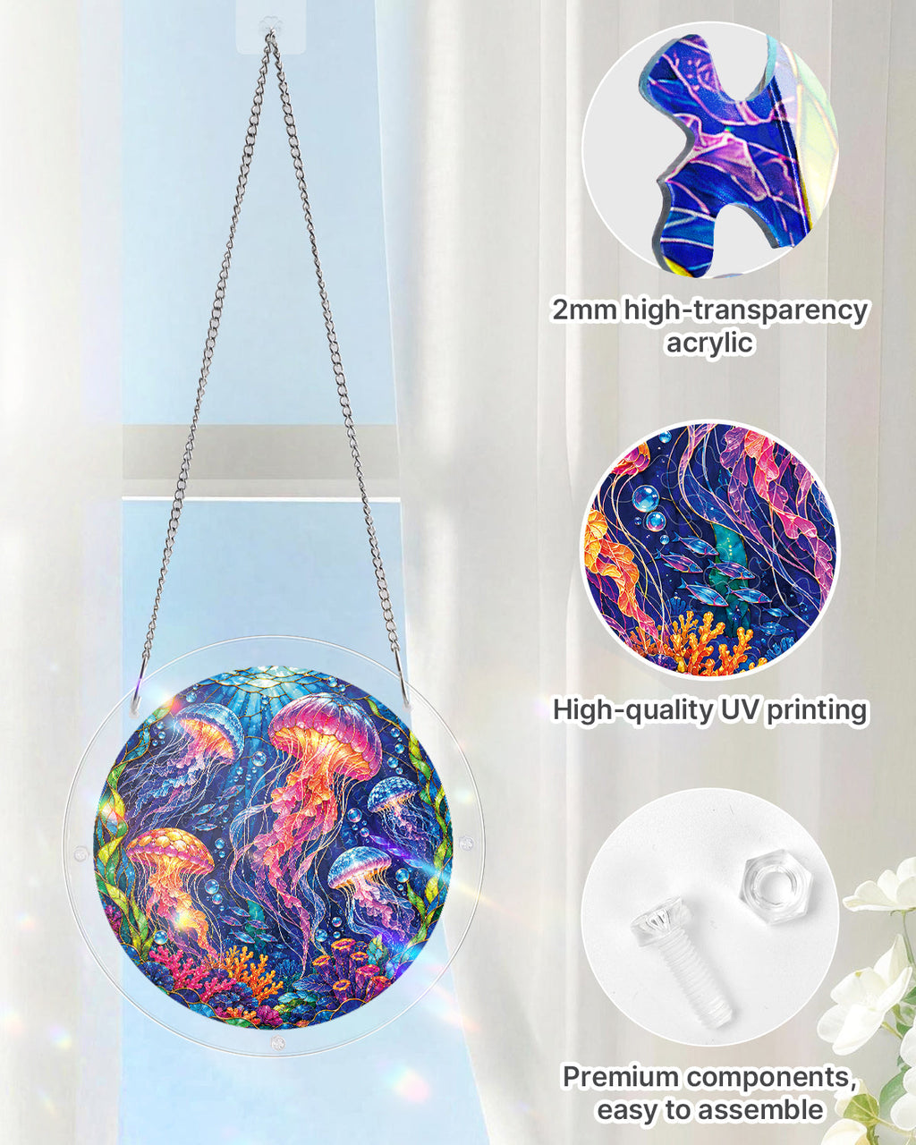 Jellyfish Fantasy Light Suncatcher-Acrylic Window Art