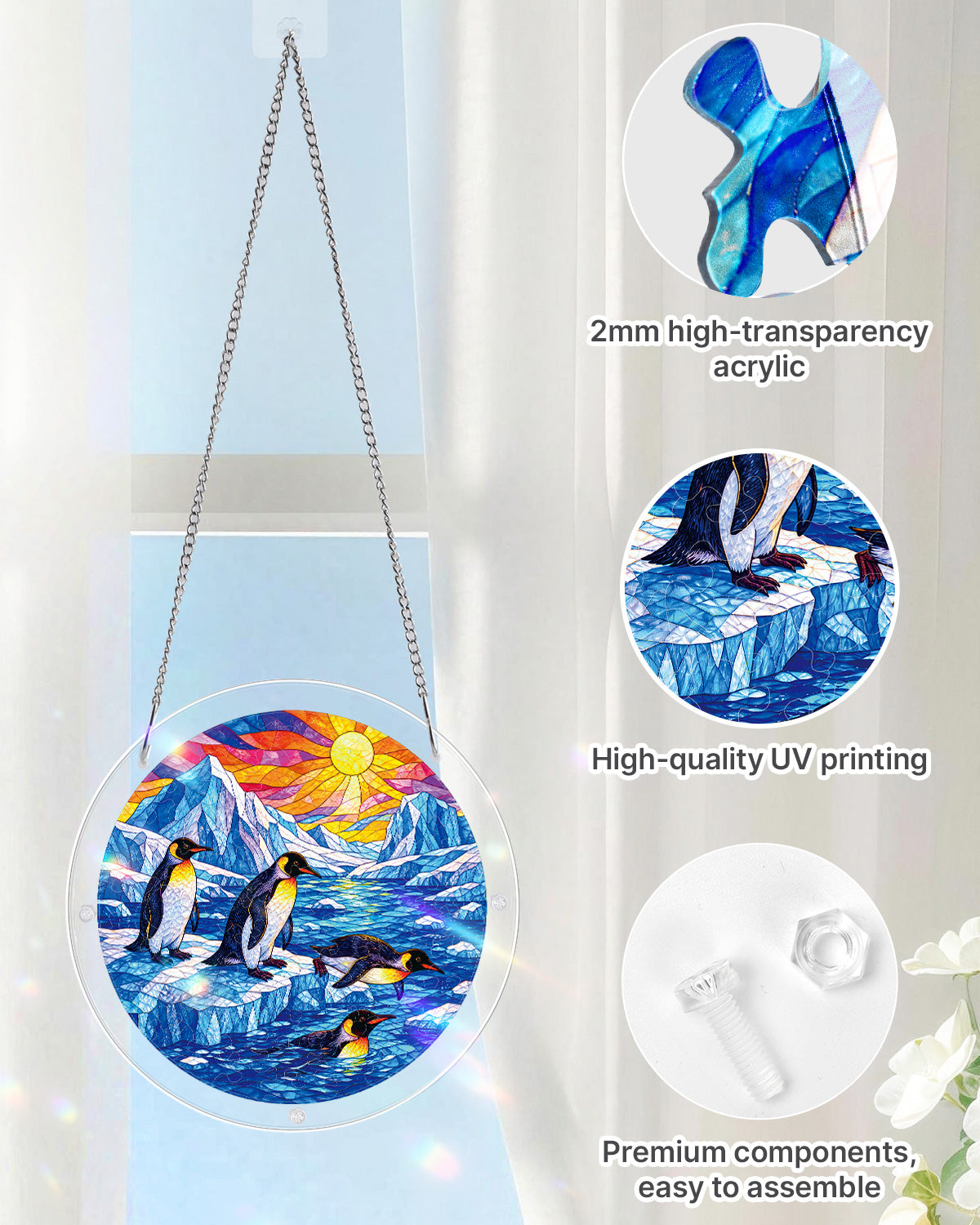 Penguins of the Glacier Light Suncatcher-Acrylic Window Art