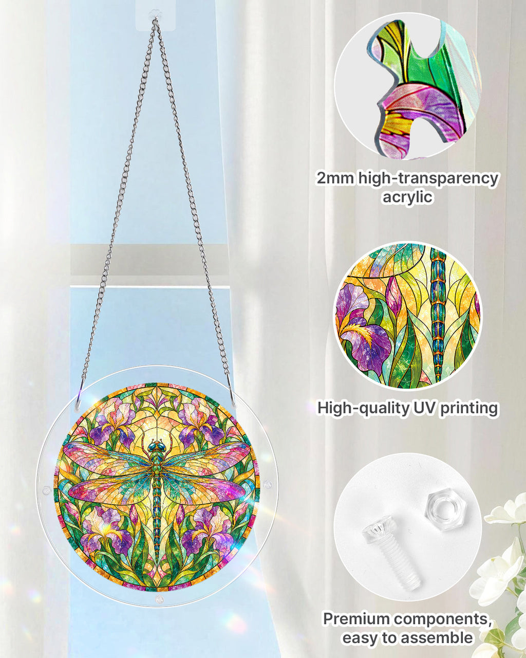 Iridescent Dragonfly Light Suncatcher-Acrylic Window Art
