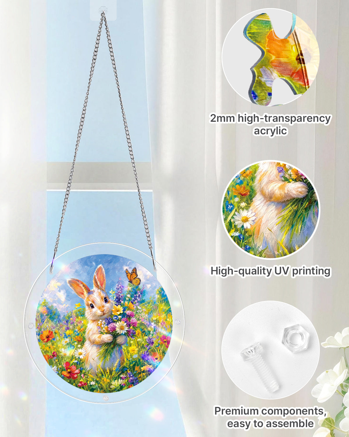 Blossom Bunny Light Suncatcher-Acrylic Window Art