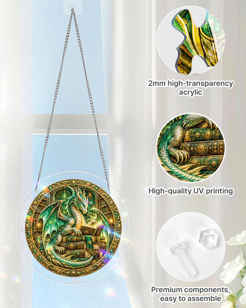 Emerald Dragon Light Suncatcher-Acrylic Window Art