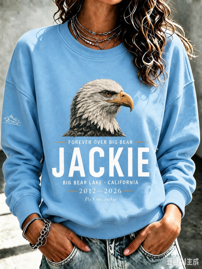 Women'S Forever Over Big Bear, Fly Free Jackie Printed Round Neck Sports Shirt