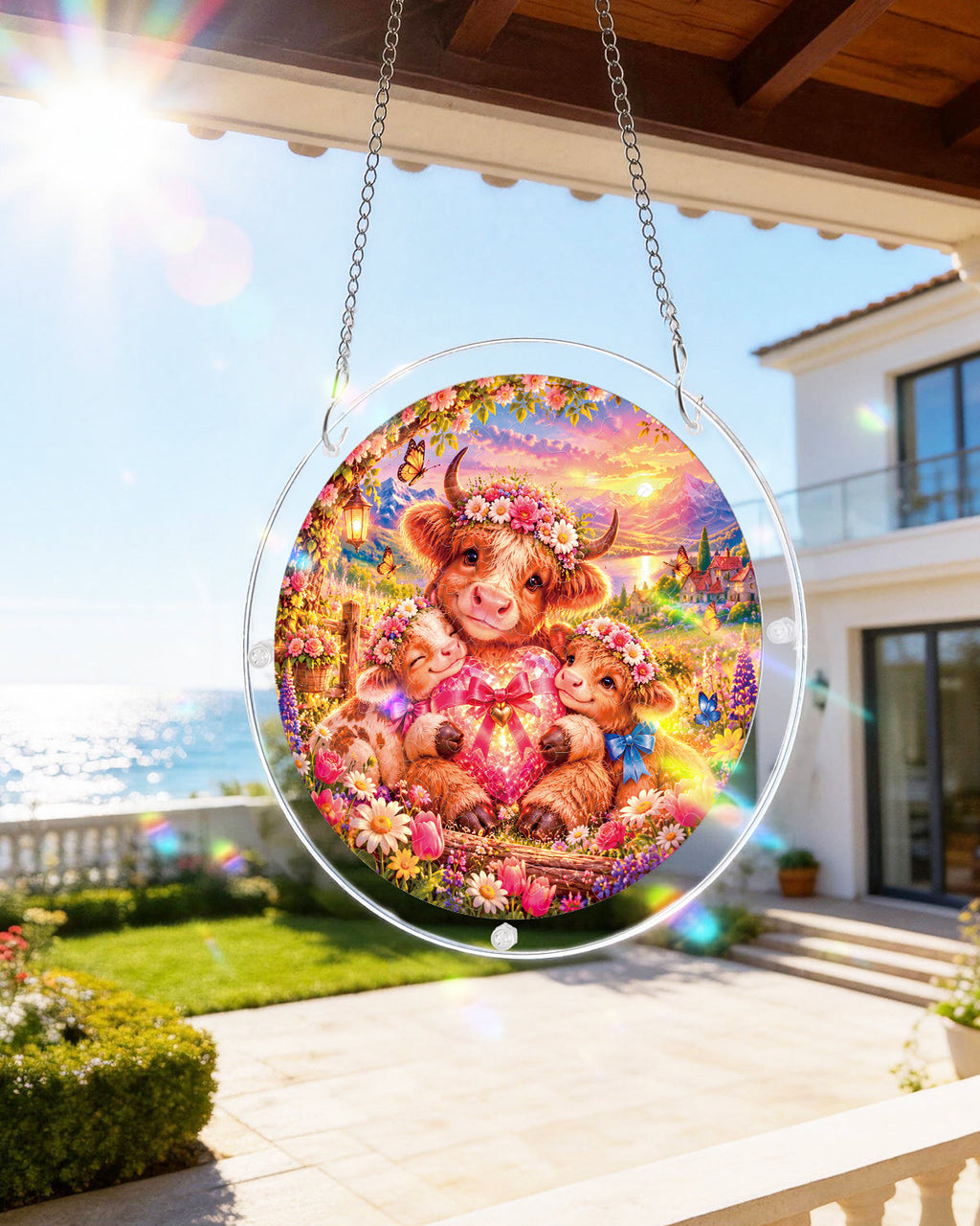 Highland Cow Garden Light Suncatcher-Acrylic Window Art