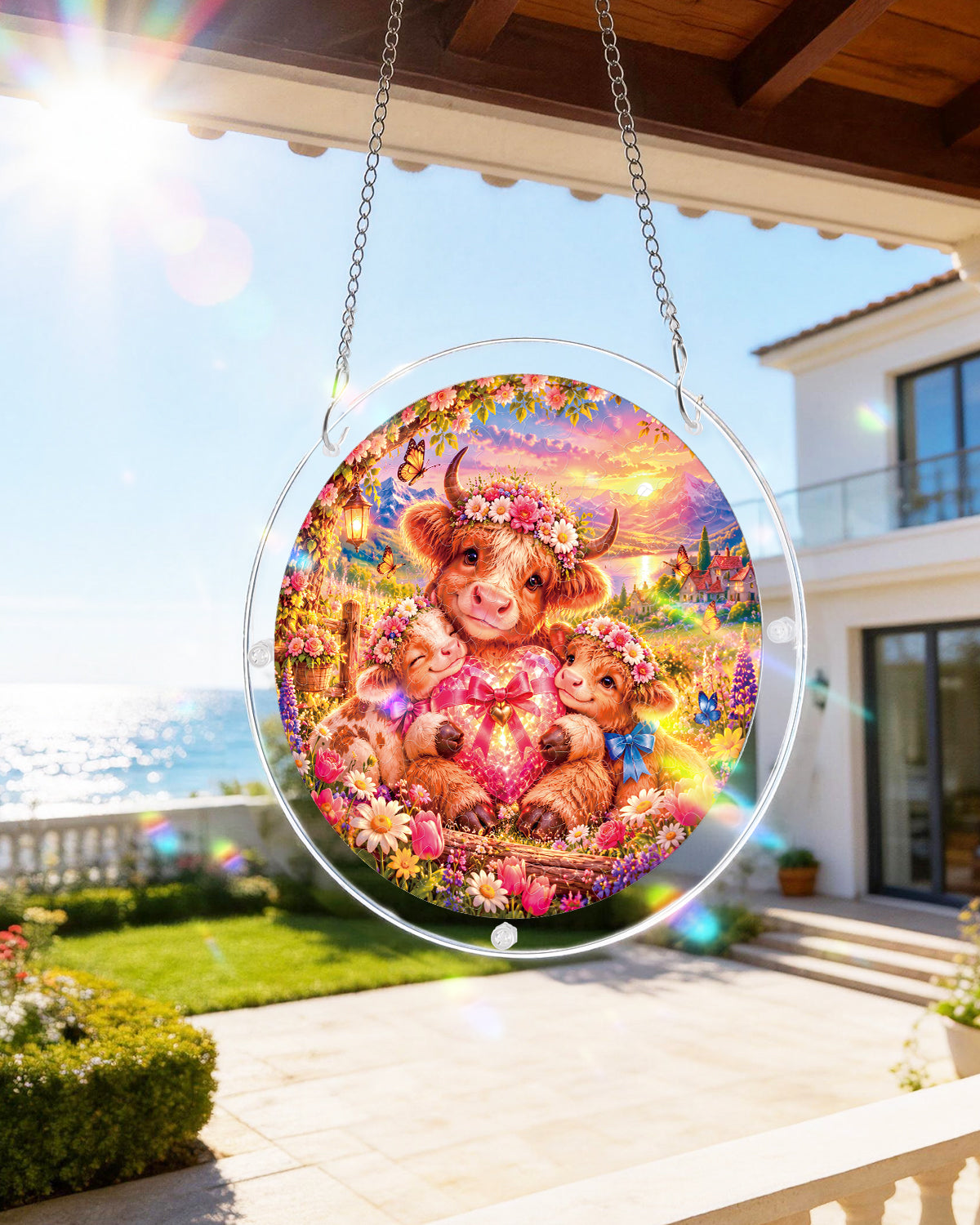 Highland Cow Garden Light Suncatcher-Acrylic Window Art