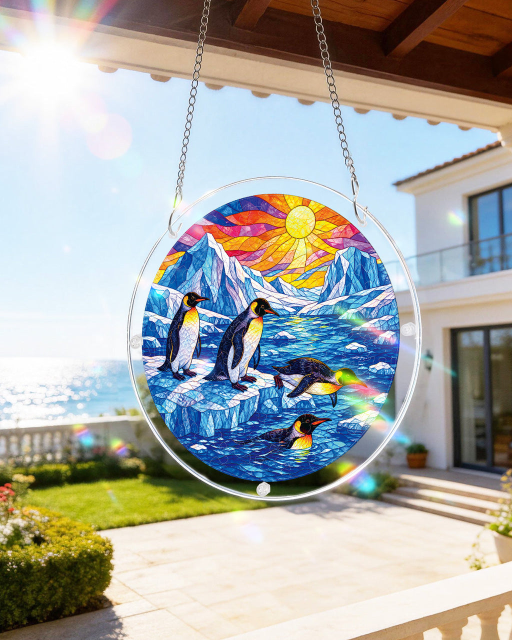 Penguins of the Glacier Light Suncatcher-Acrylic Window Art