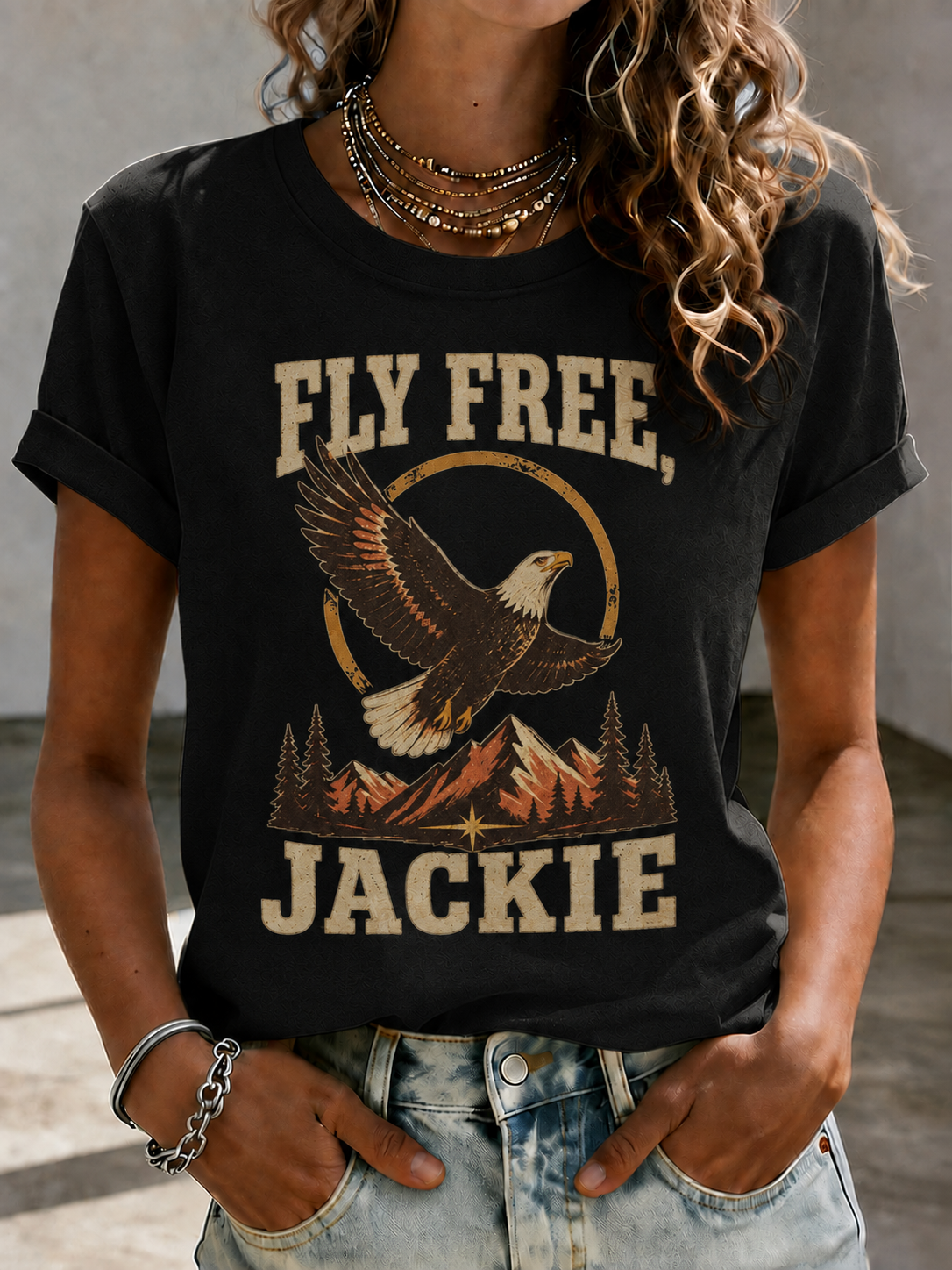 Brave The Storm Jackie Fly Free Oatmeal Graphic T Shirt