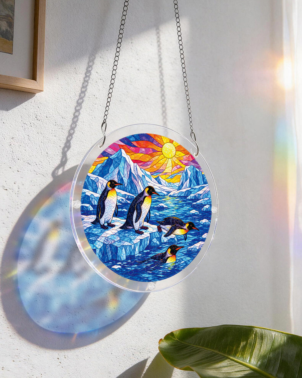 Penguins of the Glacier Light Suncatcher-Acrylic Window Art