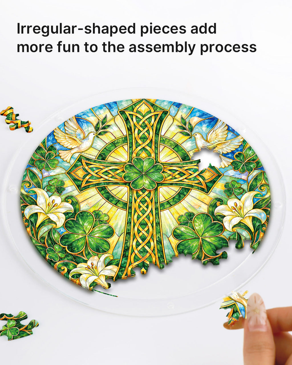 Emerald Blessing Cross Light Suncatcher-Acrylic Window Art