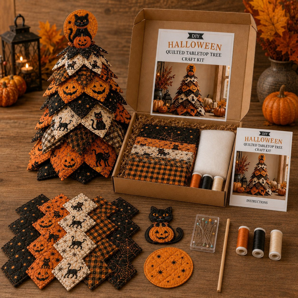 Haunted House - DIY Halloween Theme Quilted Fabric Tree Kit