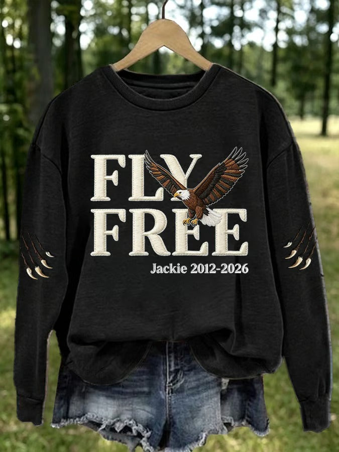 Women'S Retro Eagle Print Round Neck Sports Shirt