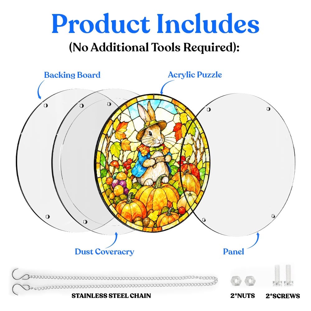 Acrylic Jigsaw Puzzle Suncatcher - Harvest Bunny