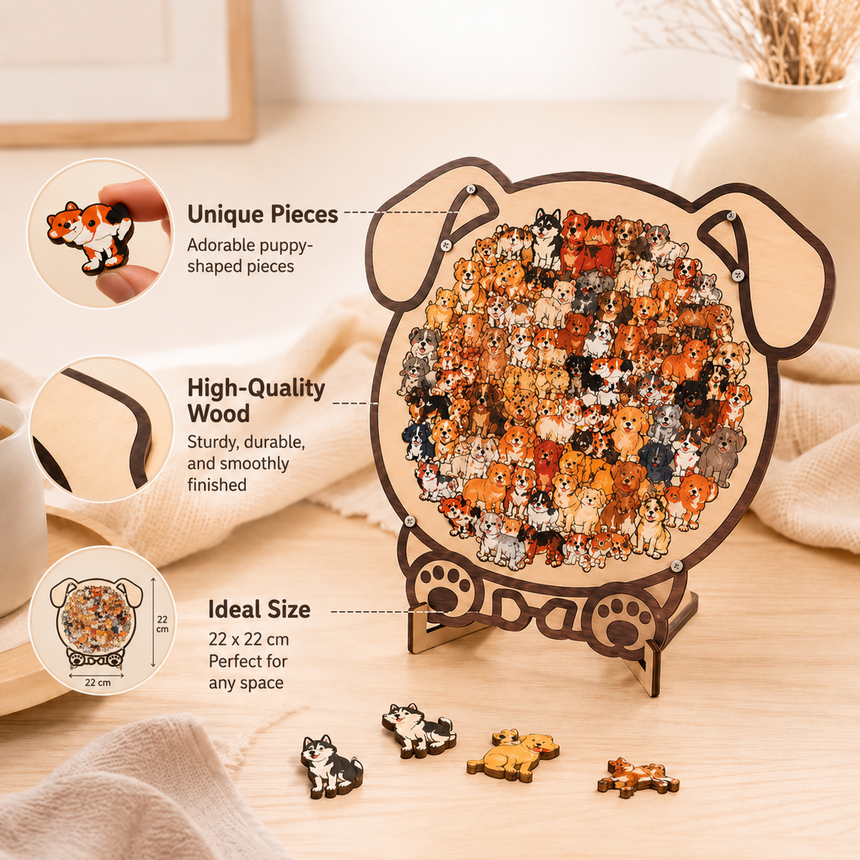 Wooden Pet Puzzle Display / Relaxing DIY Wooden Cat & Dog Puzzle / Stress Relief Home Decor