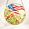 Acrylic Jigsaw Puzzle Suncatcher - Poppies and Old Glory