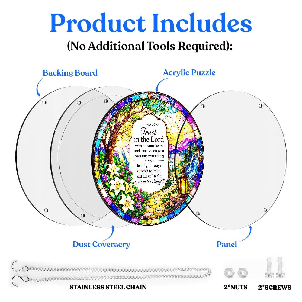 Acrylic Jigsaw Puzzle Suncatcher - The Proverbs 3:5-6