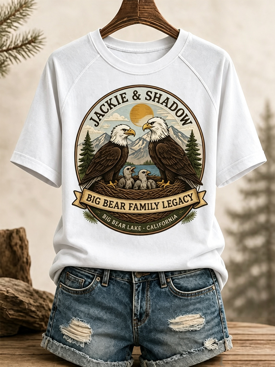 Women's Family Legacy Big Bear Lake California Wildlife Print T-shirt
