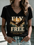 Women'S Fly Free Jackie Print V-Neck Tee