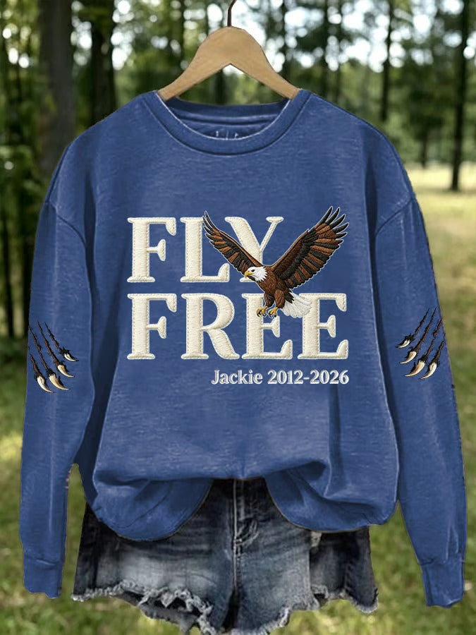 Women'S Retro Eagle Print Round Neck Sports Shirt