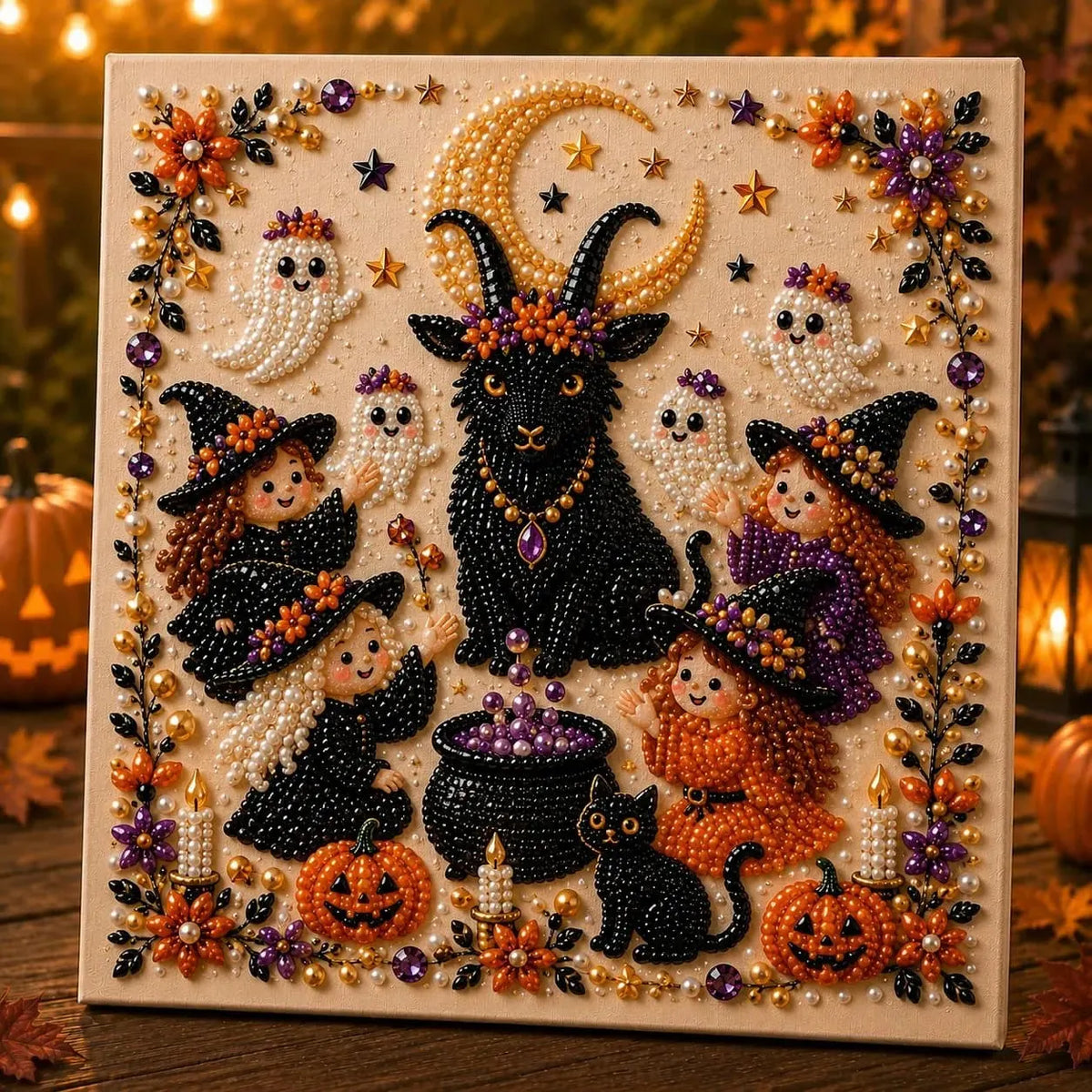 🐐Framed Goat And Witches - Pearls Painting Kit